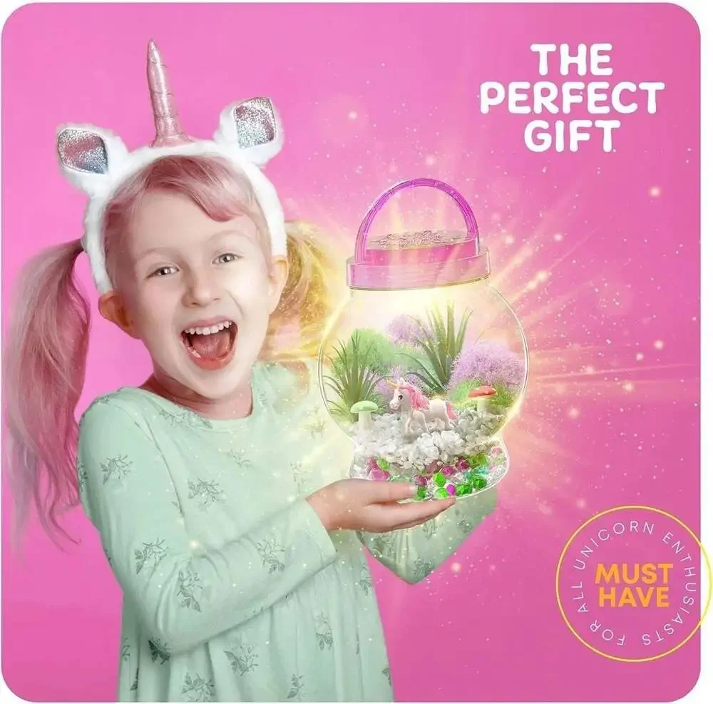 Dan&Darci Light-Up Unicorn Terrarium Kit for Kids - DIY Science &‎ Craft Set